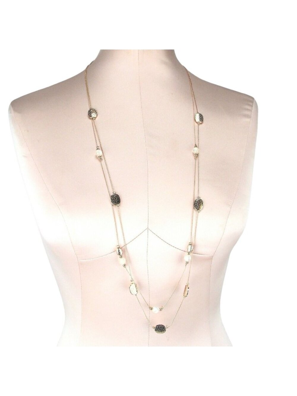 LC Lauren Conrad  Long Copper-Tone Double Strand Necklace Beads